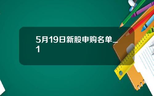 5月19日新股申购名单_1
