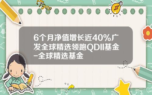 6个月净值增长近40%广发全球精选领跑QDII基金-全球精选基金
