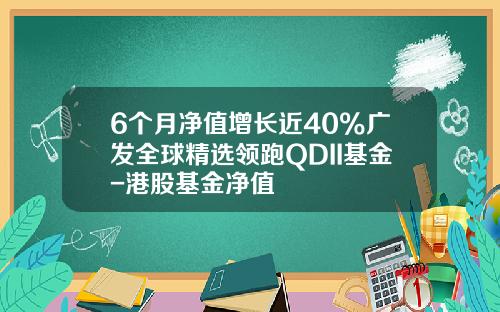 6个月净值增长近40%广发全球精选领跑QDII基金-港股基金净值