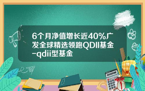 6个月净值增长近40%广发全球精选领跑QDII基金-qdii型基金