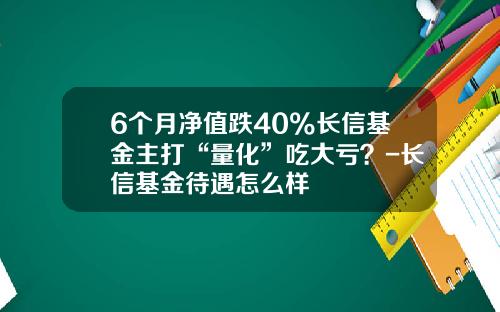 6个月净值跌40%长信基金主打“量化”吃大亏？-长信基金待遇怎么样