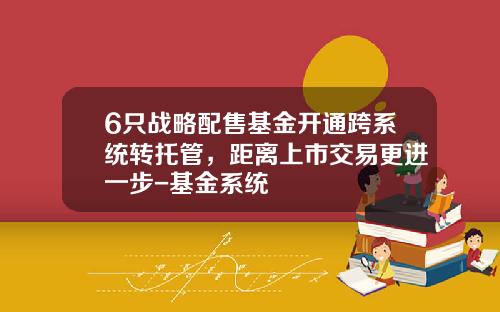 6只战略配售基金开通跨系统转托管，距离上市交易更进一步-基金系统