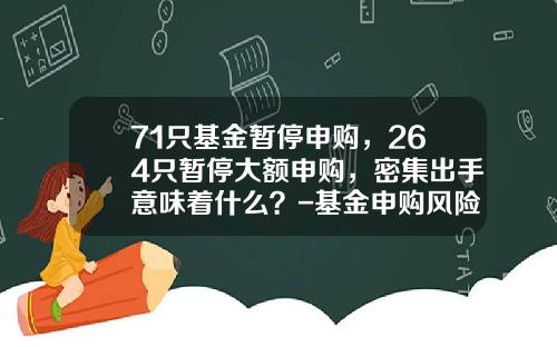 71只基金暂停申购，264只暂停大额申购，密集出手意味着什么？-基金申购风险