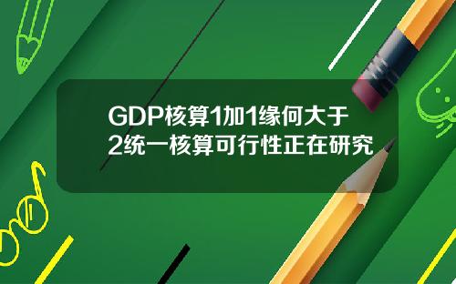 GDP核算1加1缘何大于2统一核算可行性正在研究