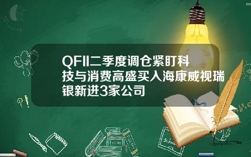 QFII二季度调仓紧盯科技与消费高盛买入海康威视瑞银新进3家公司
