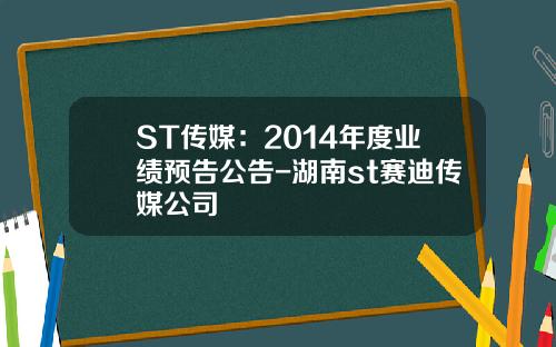 ST传媒：2014年度业绩预告公告-湖南st赛迪传媒公司
