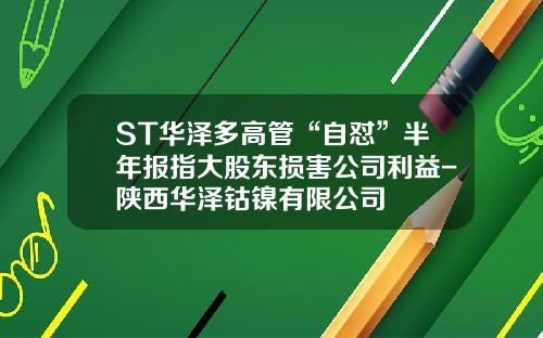 ST华泽多高管“自怼”半年报指大股东损害公司利益-陕西华泽钴镍有限公司