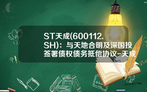 ST天成(600112.SH)：与天地合明及深国投签署债权债务抵偿协议-天成控股是什么公司