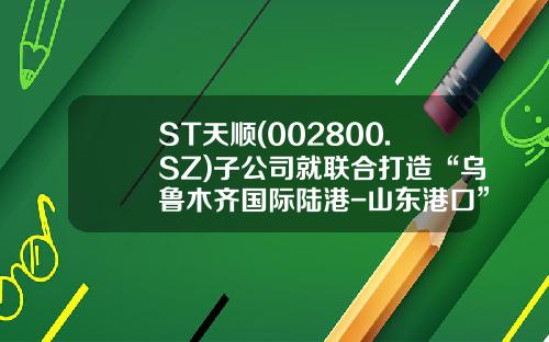 ST天顺(002800.SZ)子公司就联合打造“乌鲁木齐国际陆港-山东港口”陆海物流大通道事项达成战略合作-新疆物流上市公司