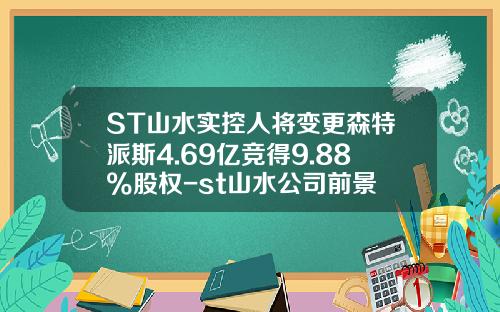 ST山水实控人将变更森特派斯4.69亿竞得9.88%股权-st山水公司前景