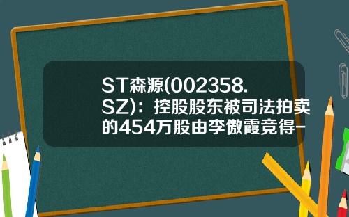 ST森源(002358.SZ)：控股股东被司法拍卖的454万股由李傲霞竞得-森源股份值多少钱