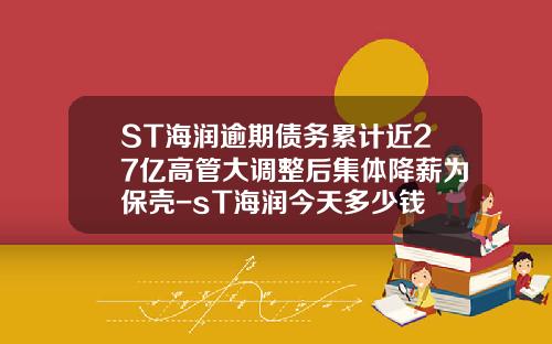 ST海润逾期债务累计近27亿高管大调整后集体降薪为保壳-sT海润今天多少钱