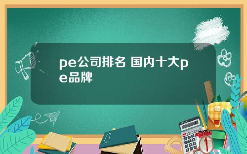 pe公司排名 国内十大pe品牌