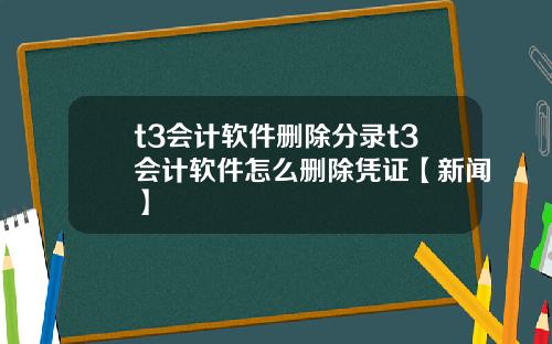 t3会计软件删除分录t3会计软件怎么删除凭证【新闻】
