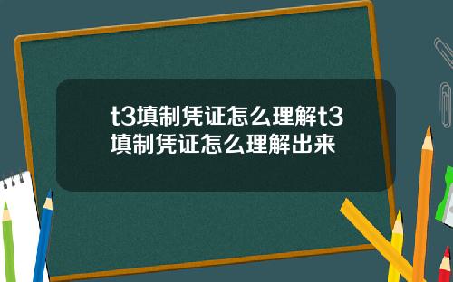 t3填制凭证怎么理解t3填制凭证怎么理解出来