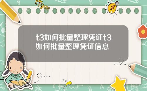 t3如何批量整理凭证t3如何批量整理凭证信息