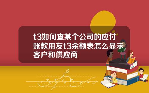 t3如何查某个公司的应付账款用友t3余额表怎么显示客户和供应商