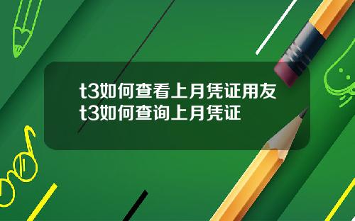 t3如何查看上月凭证用友t3如何查询上月凭证