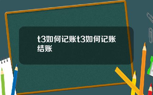 t3如何记账t3如何记账结账