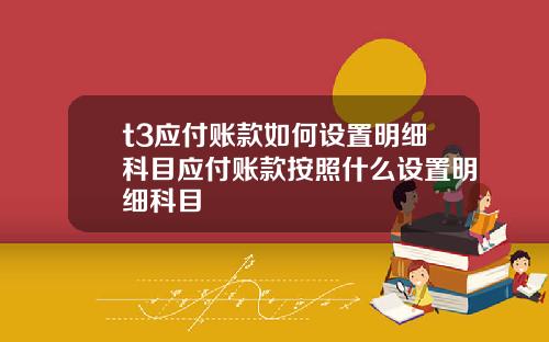 t3应付账款如何设置明细科目应付账款按照什么设置明细科目