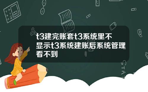 t3建完账套t3系统里不显示t3系统建账后系统管理看不到