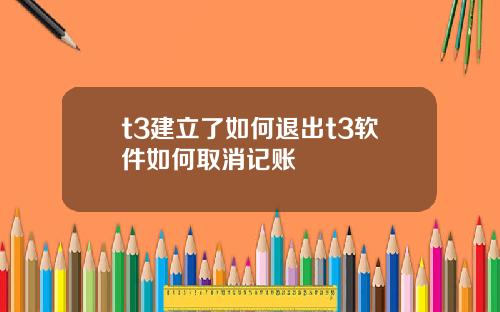 t3建立了如何退出t3软件如何取消记账