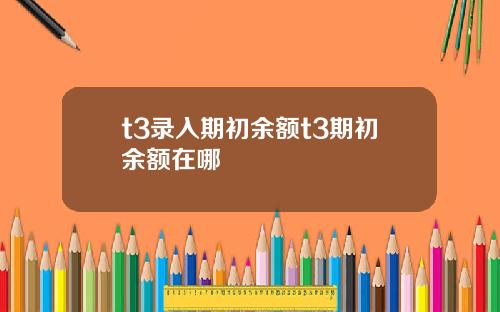 t3录入期初余额t3期初余额在哪