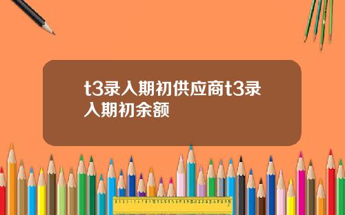 t3录入期初供应商t3录入期初余额