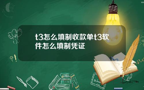 t3怎么填制收款单t3软件怎么填制凭证