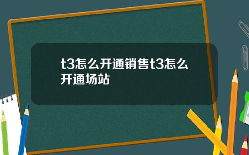 t3怎么开通销售t3怎么开通场站