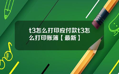 t3怎么打印应付款t3怎么打印账簿【最新】