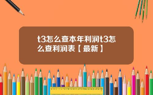 t3怎么查本年利润t3怎么查利润表【最新】