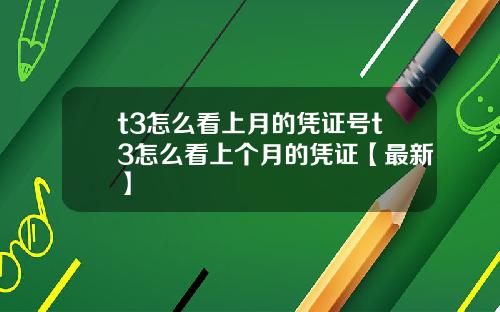 t3怎么看上月的凭证号t3怎么看上个月的凭证【最新】