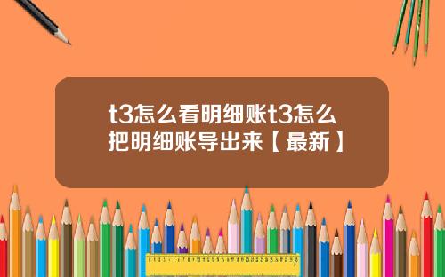 t3怎么看明细账t3怎么把明细账导出来【最新】