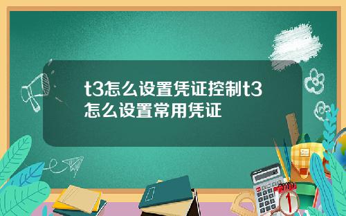 t3怎么设置凭证控制t3怎么设置常用凭证