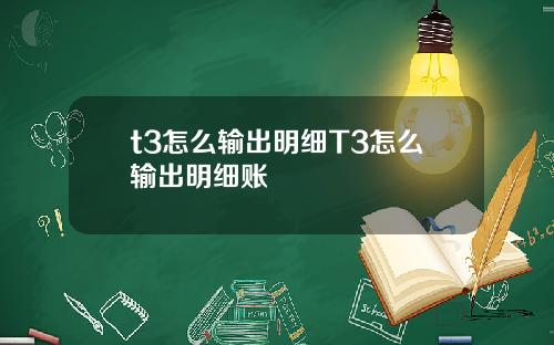 t3怎么输出明细T3怎么输出明细账