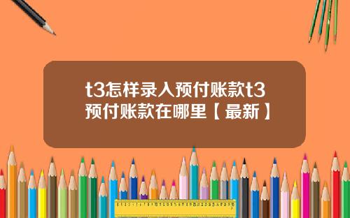t3怎样录入预付账款t3预付账款在哪里【最新】