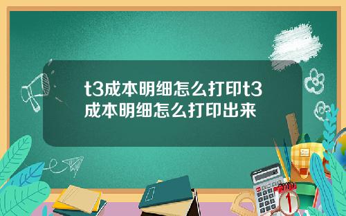 t3成本明细怎么打印t3成本明细怎么打印出来