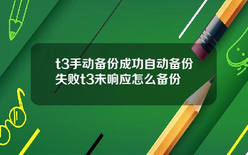 t3手动备份成功自动备份失败t3未响应怎么备份