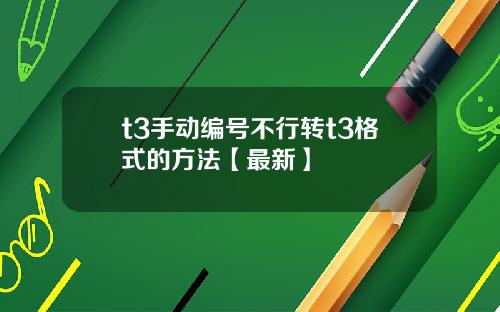 t3手动编号不行转t3格式的方法【最新】
