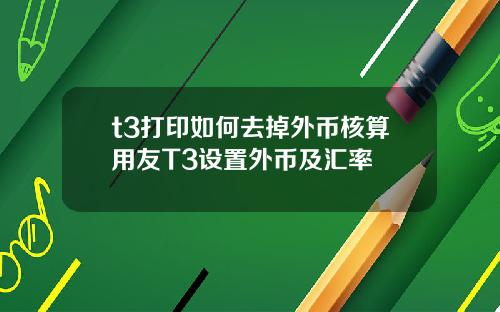 t3打印如何去掉外币核算用友T3设置外币及汇率