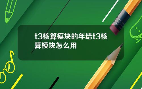 t3核算模块的年结t3核算模块怎么用