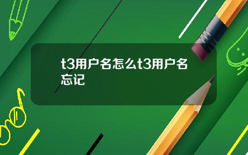 t3用户名怎么t3用户名忘记