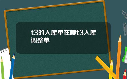 t3的入库单在哪t3入库调整单
