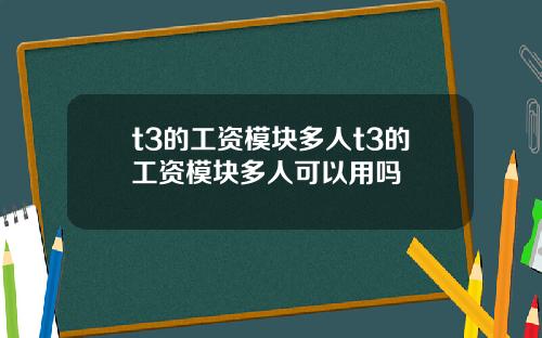 t3的工资模块多人t3的工资模块多人可以用吗