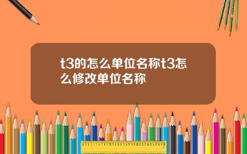 t3的怎么单位名称t3怎么修改单位名称