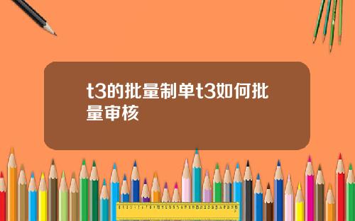 t3的批量制单t3如何批量审核