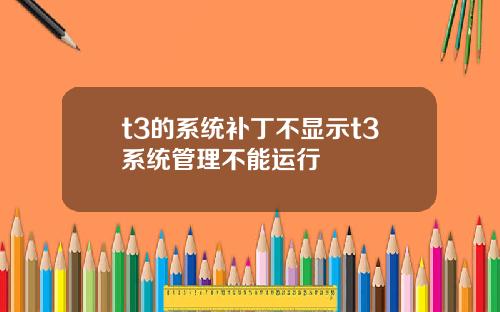 t3的系统补丁不显示t3系统管理不能运行