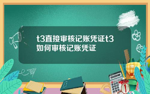 t3直接审核记账凭证t3如何审核记账凭证