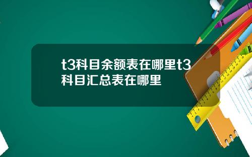 t3科目余额表在哪里t3科目汇总表在哪里